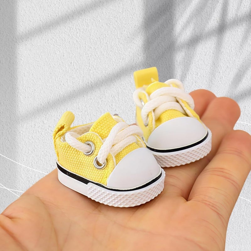 TOU-BEGUIN Doll Shoes for Lu bubu 17cm Dolls(No Doll) Accessories, Mini Shoes for Dolls, Cute Canvas Shoes Suitable for 17cm Doll, Dress Up Doll Shoes Replacement Yellow - Image 3